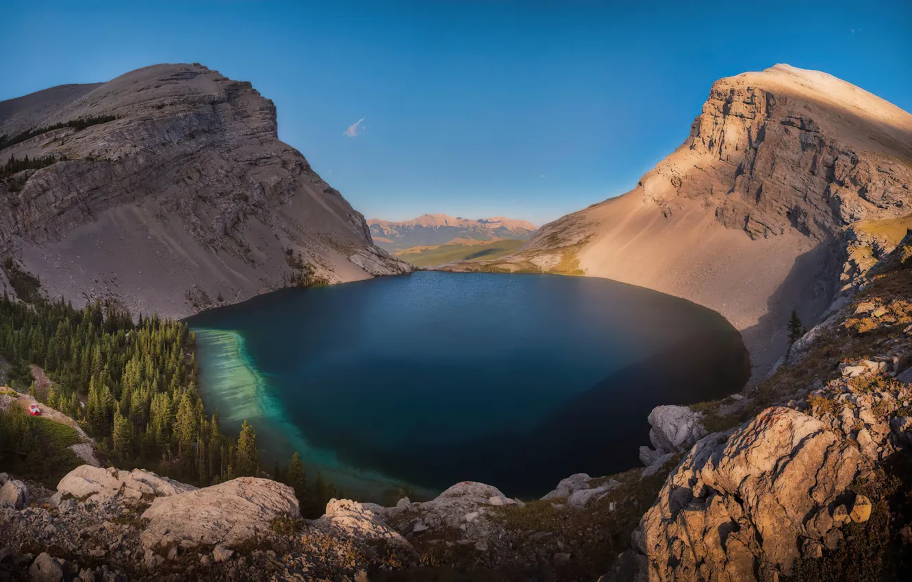 Фото обои Alberta, Canada, lake, rocks, mounts, Carnavron lake