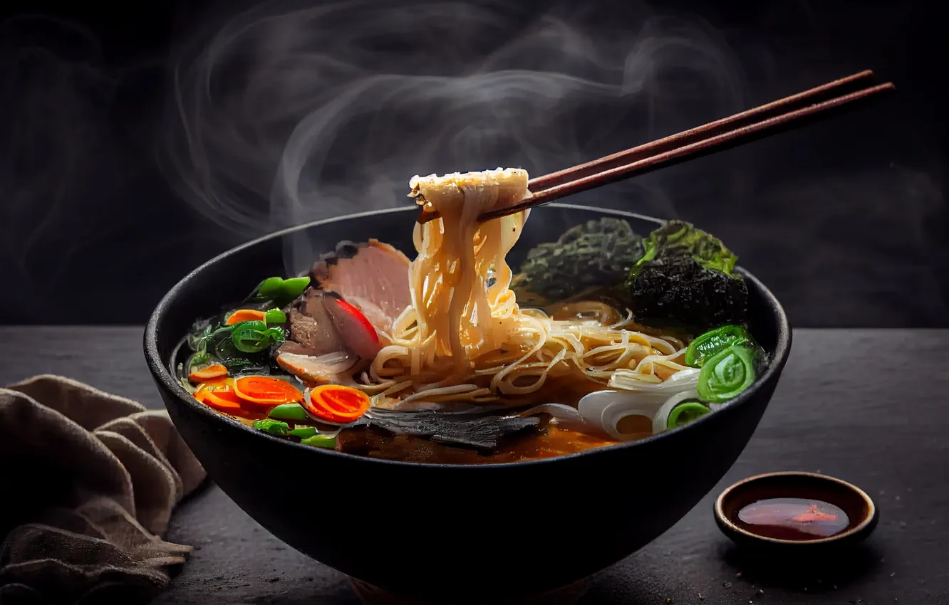 Фото обои meal, bowl, chopsticks, steaming, GOURMET