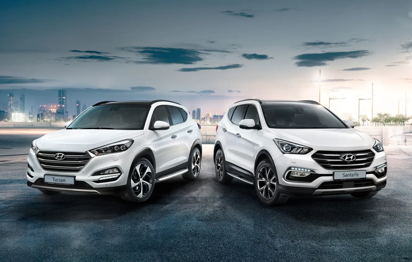 Фото обои Белый, Hyundai, Автомобиль, Santa Fe, Tucson, Металлик