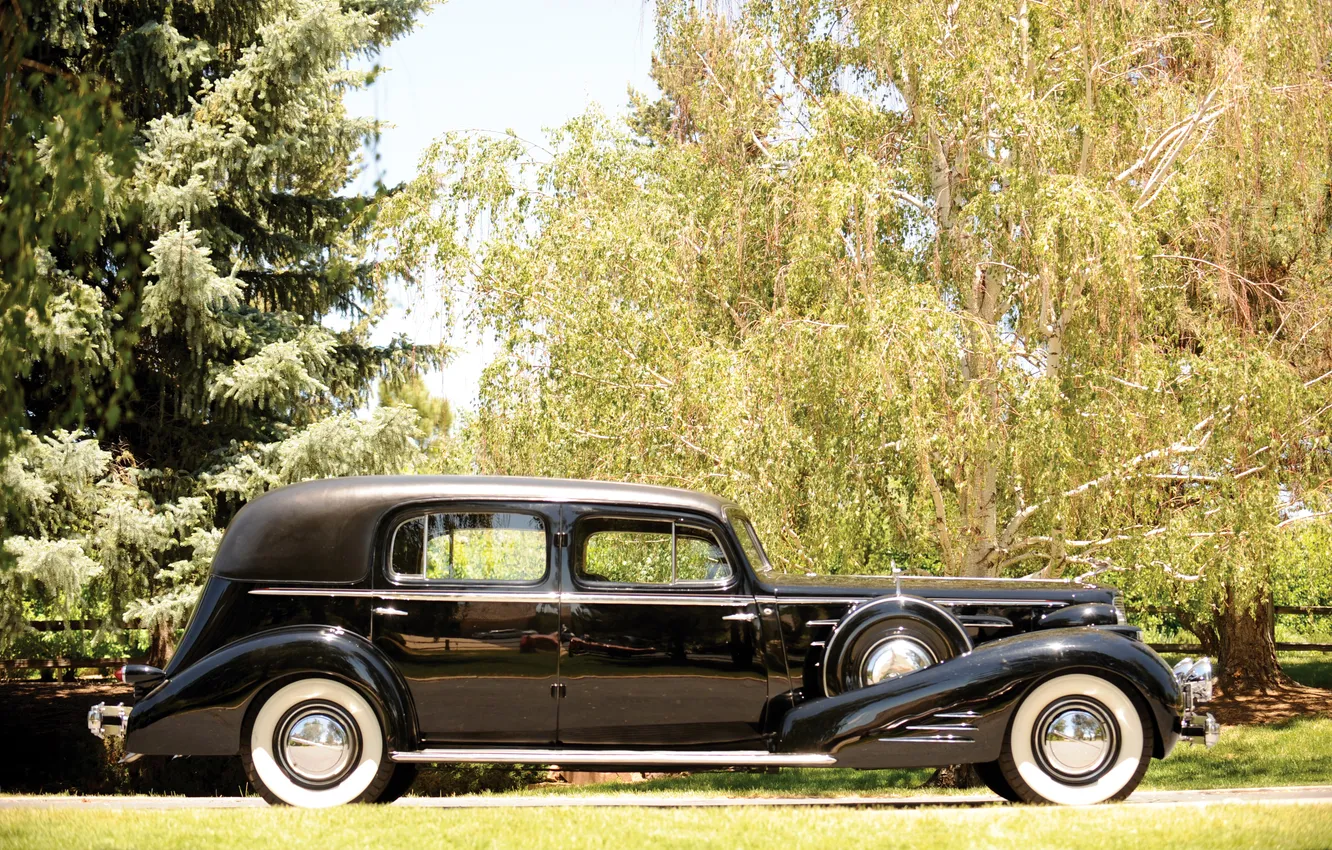 Фото обои Cadillac, вид сбоку, ретро автомобили, 1937, Custom, by Fleetwood, retro cars, Cadillac V16 Series 90