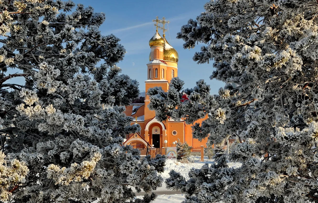 Фото обои зима, собор, Россия, Темиртау