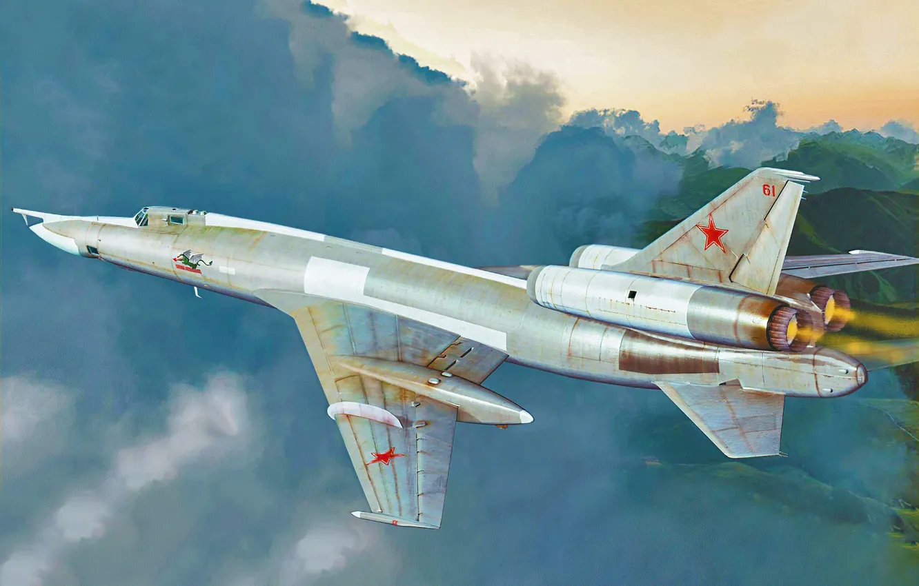 Фото обои bomber, art, airplane, aviation, jet, Tupolev Tu-22