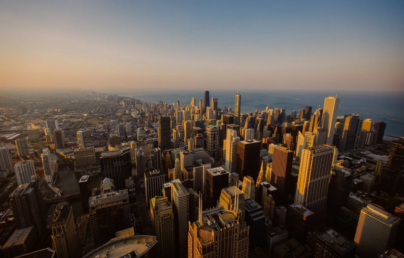 Фото обои высота, небоскребы, Чикаго, USA, Chicago, мегаполис, illinois