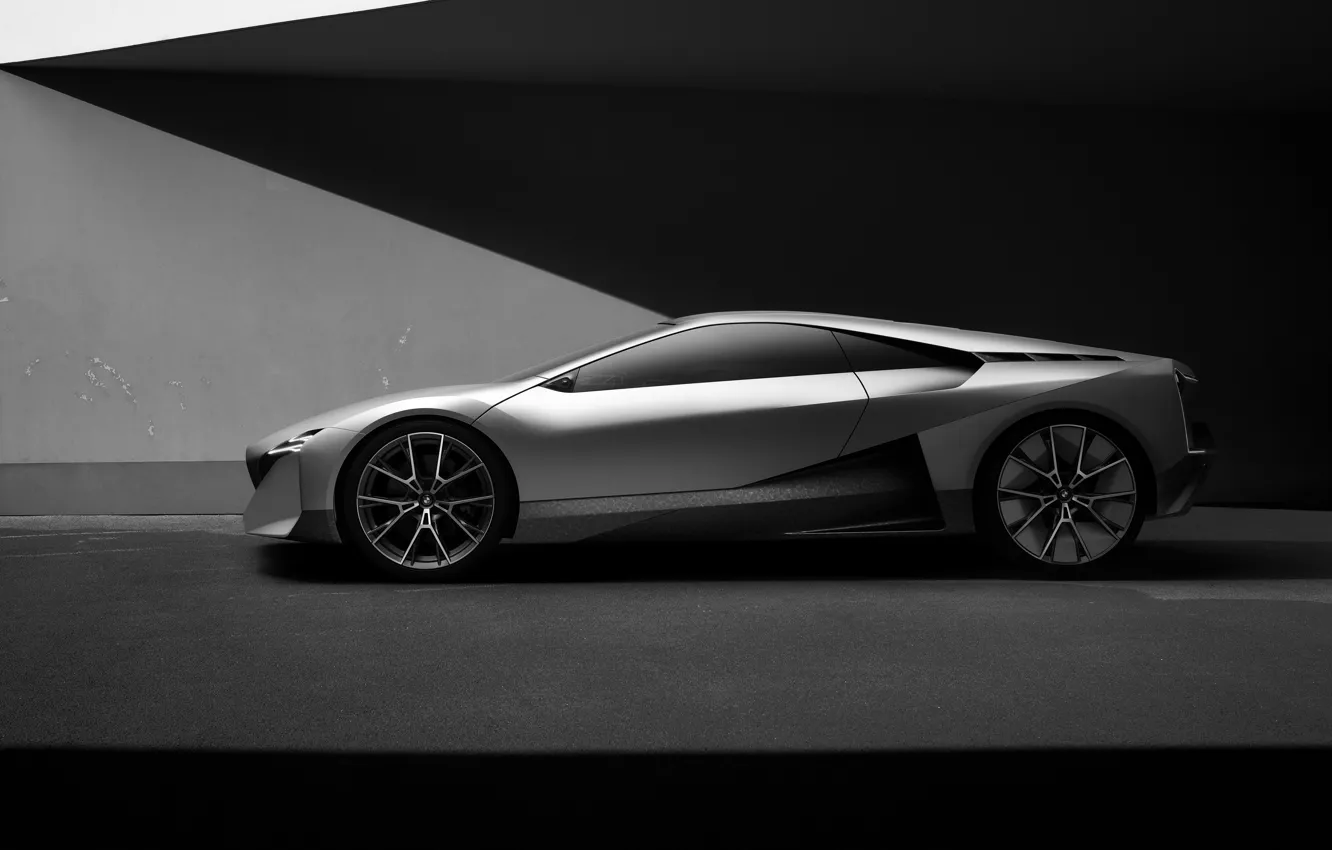 Фото обои купе, BMW, тени, в профиль, 2019, Vision M NEXT Concept