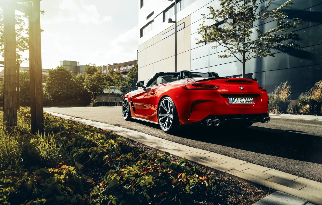 Фото обои Красная, BMW, спортивная, кабриолет, cabrio, AC Schnitzer, Z4