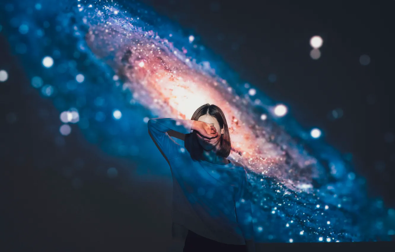 Фото обои девушка, космос, фон, вселенная, space, universe, girl, background