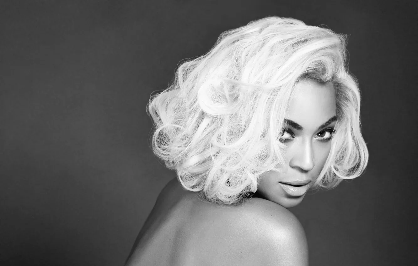 Фото обои портрет, черно-белое, певица, Beyonce