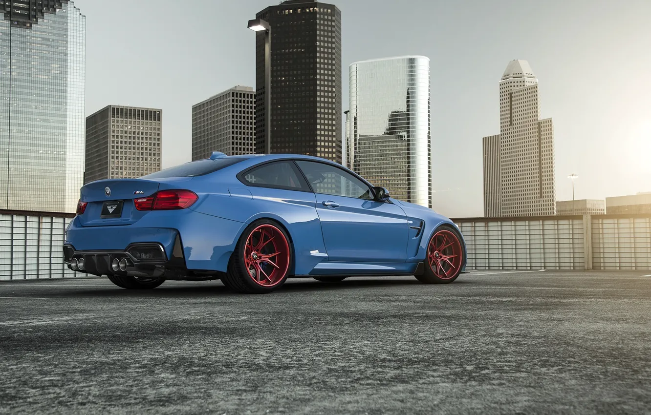 Фото обои BMW, Blue, Vorsteiner, Sun, Widebody, Rear, Photoshoot, GTRS4