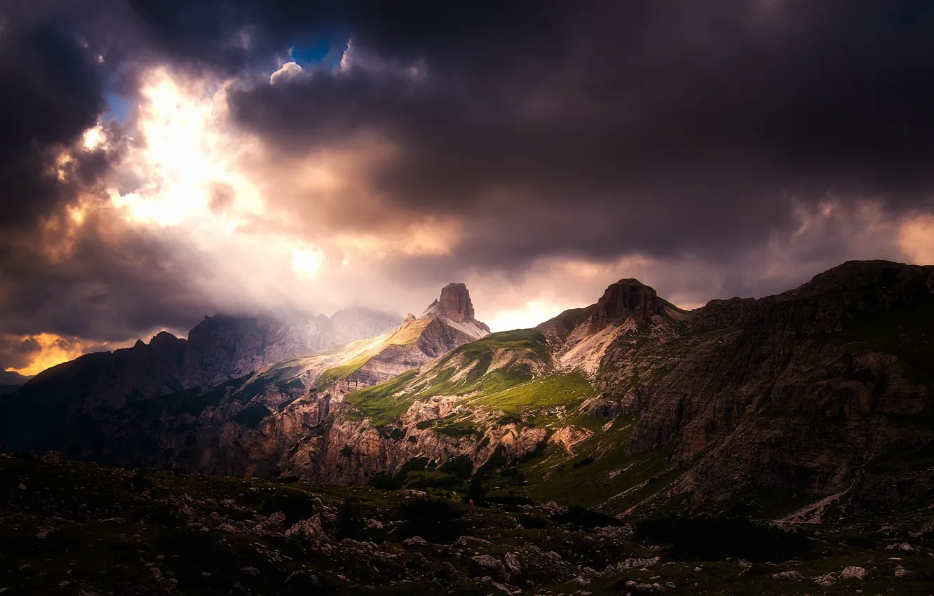 Фото обои небо, облака, горы, Италия, Доломиты