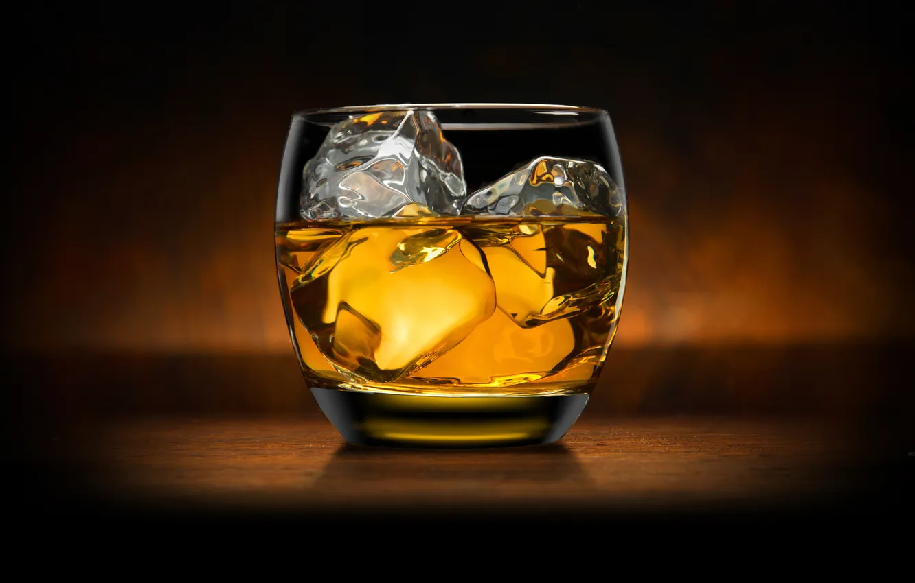 Фото обои glass, ice, whiskey, alcohol