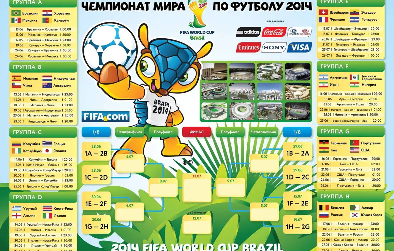 Фото обои Футбол, Бразилия, Championship, World Cup, Календарь, Brasil, FIFA, 2014