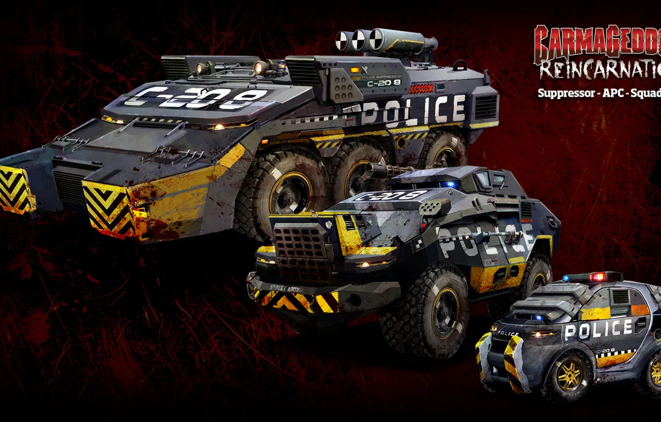 Фото обои Игра, Game, Автомобили, Carmageddon Reincarnation, APC, Suppressor, Squad Car