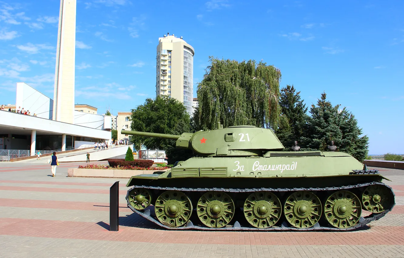 Фото обои Танк, Сбоку, Т-34-76, Волгоград, Volgograd, Музей-панорама Сталинградская битва
