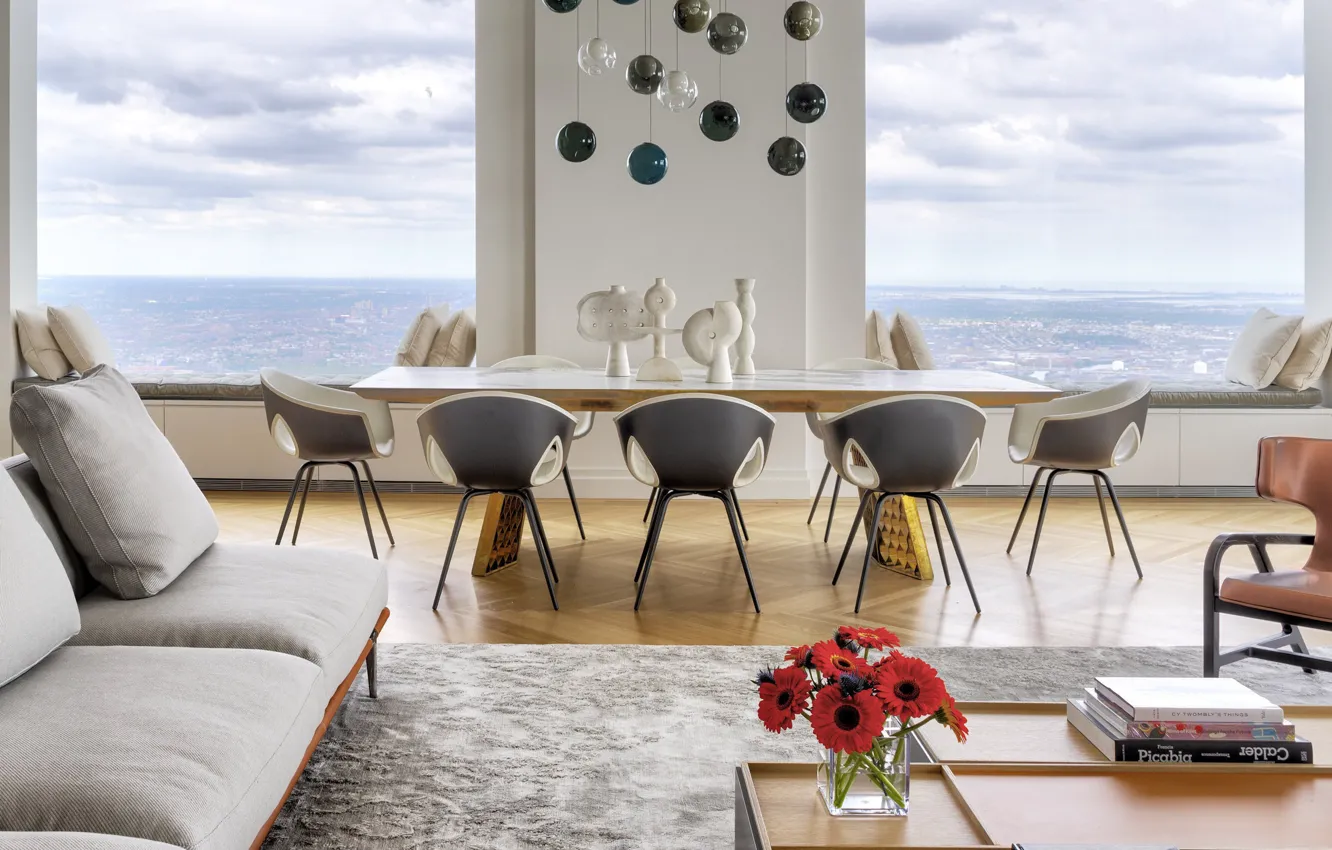Фото обои интерьер, мегаполис, гостиная, столовая, 432 Park Avenue Apartment, by Axis Mundi