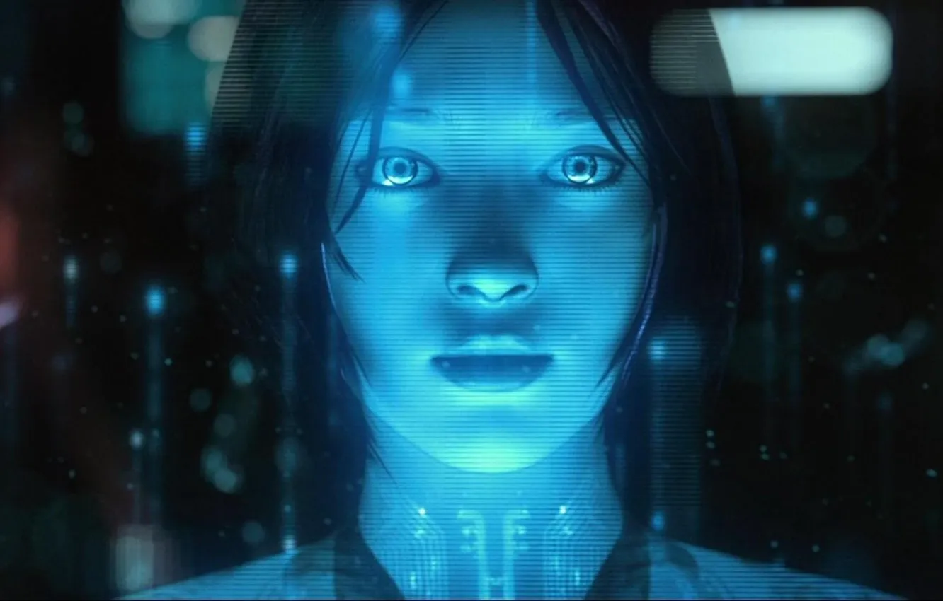 Фото обои взгляд, девушка, лицо, игра, Halo, голограмма, Cortana