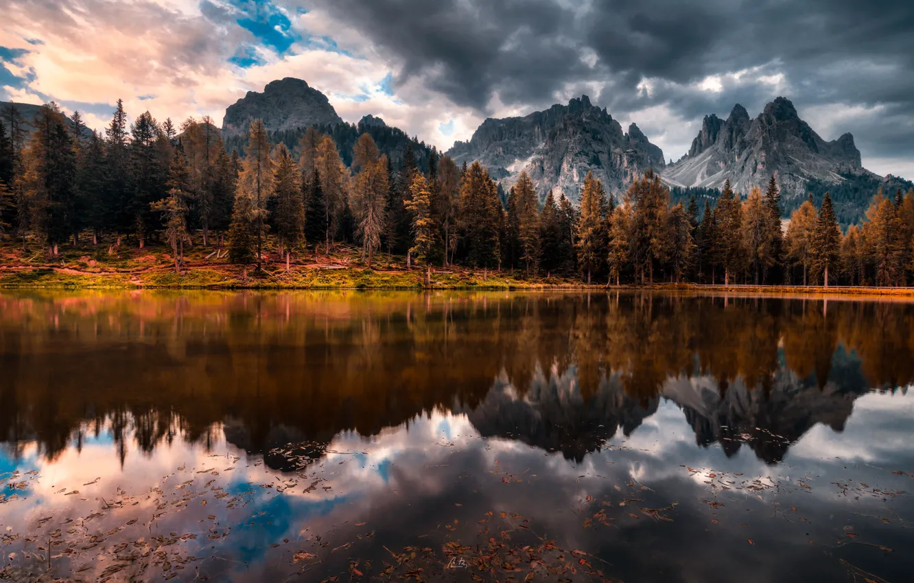 Фото обои осень, горы, озеро