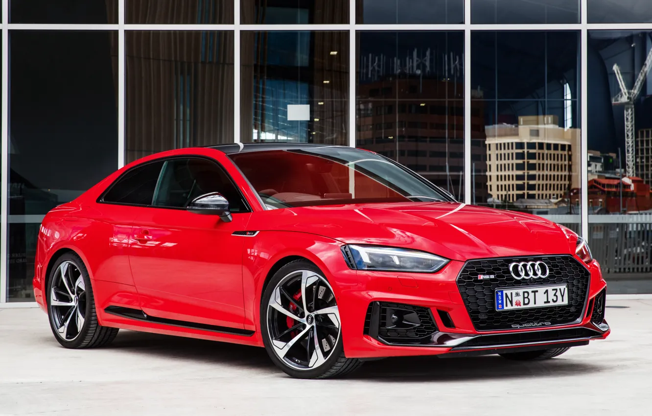 Фото обои Audi, red, RS5, Coupe, 2018, RS 5