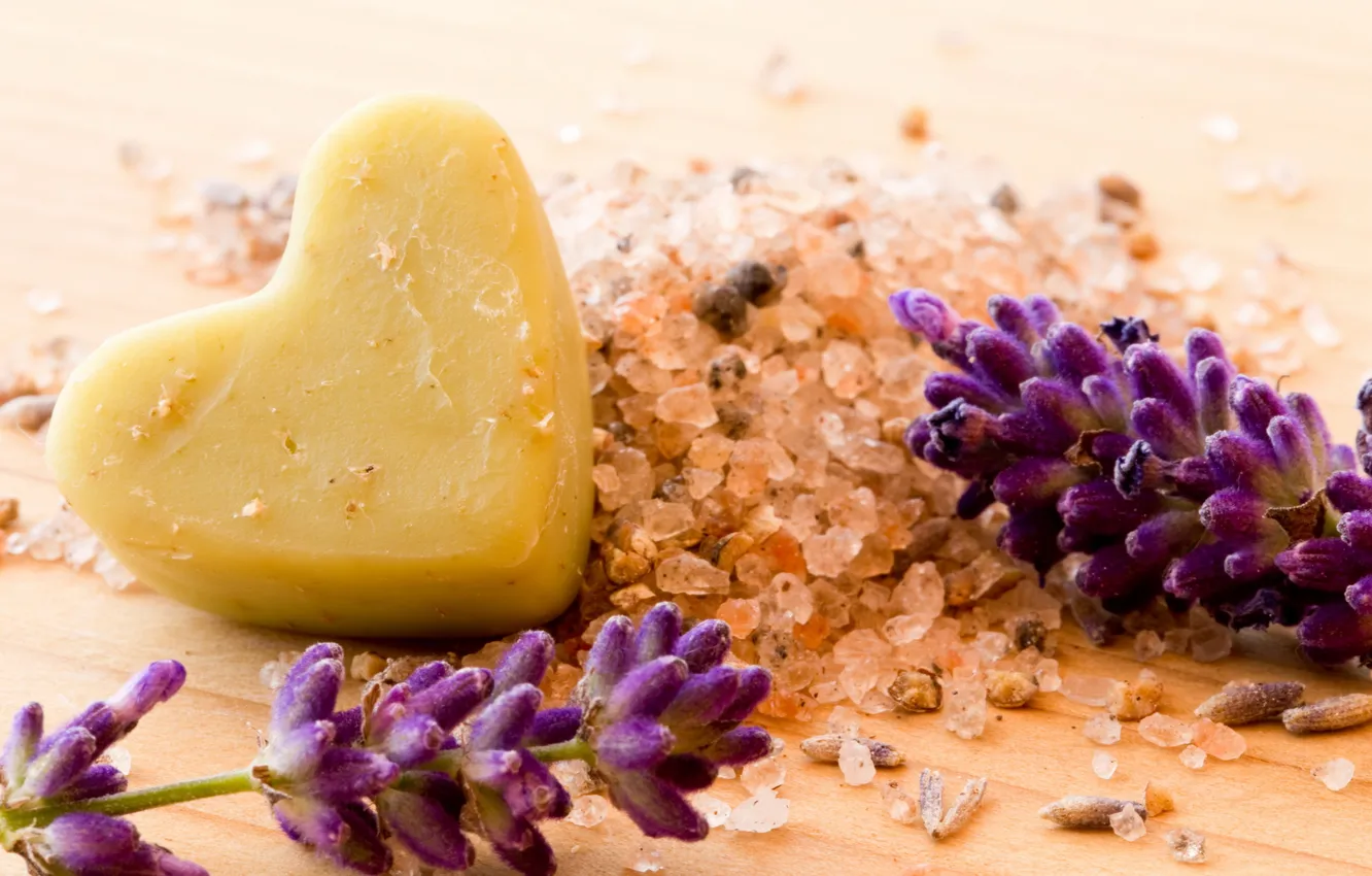 Фото обои сердце, мыло, heart, soap, спа, lavender, соль, spa