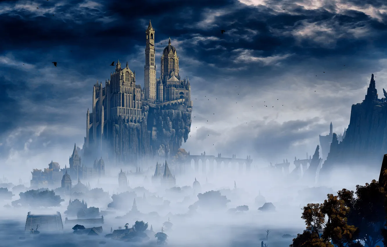 Фото обои clouds, digital art, mist, Elden Ring, Raya Lucaria Academy