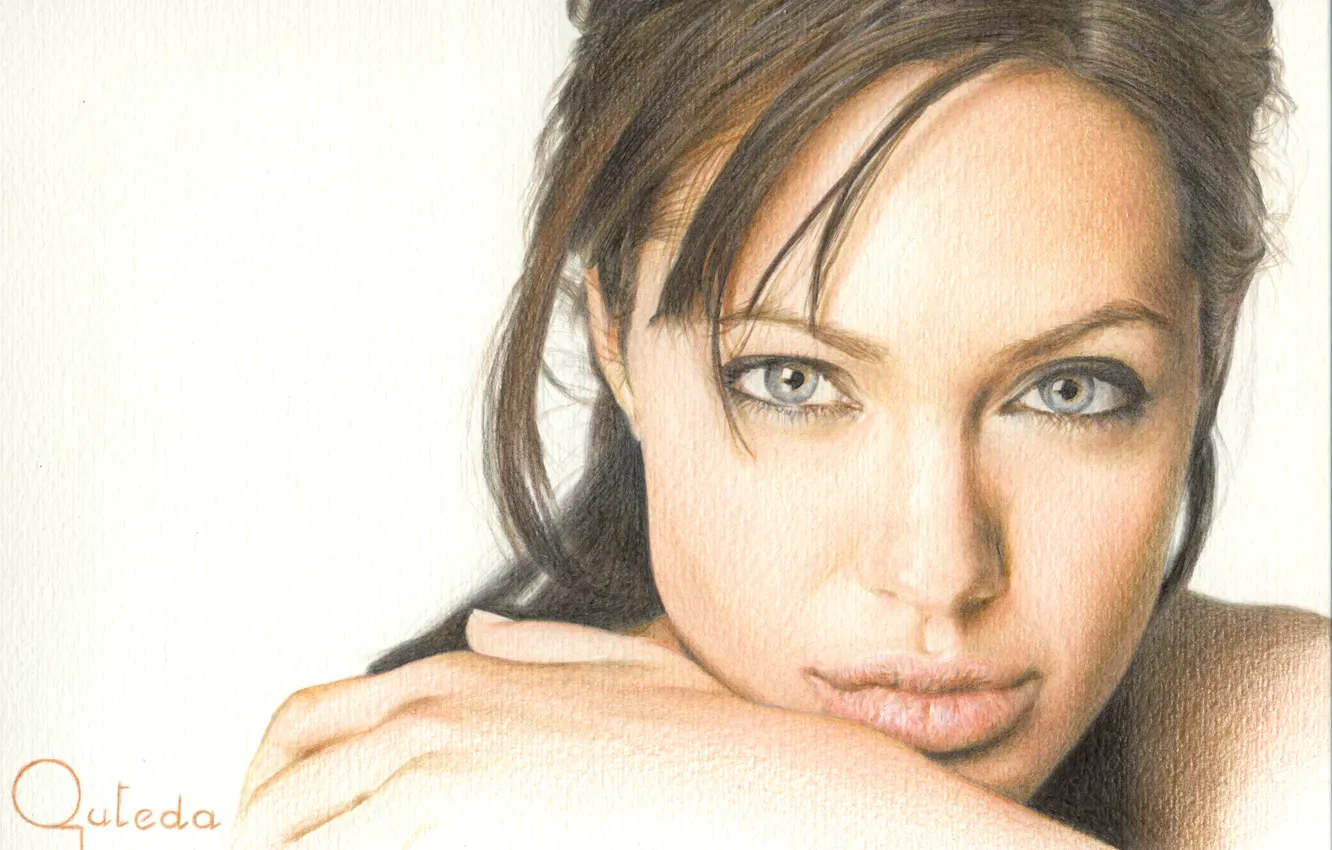 Фото обои лицо, рисунок, актриса, Анджелина Джоли, Angelina Jolie