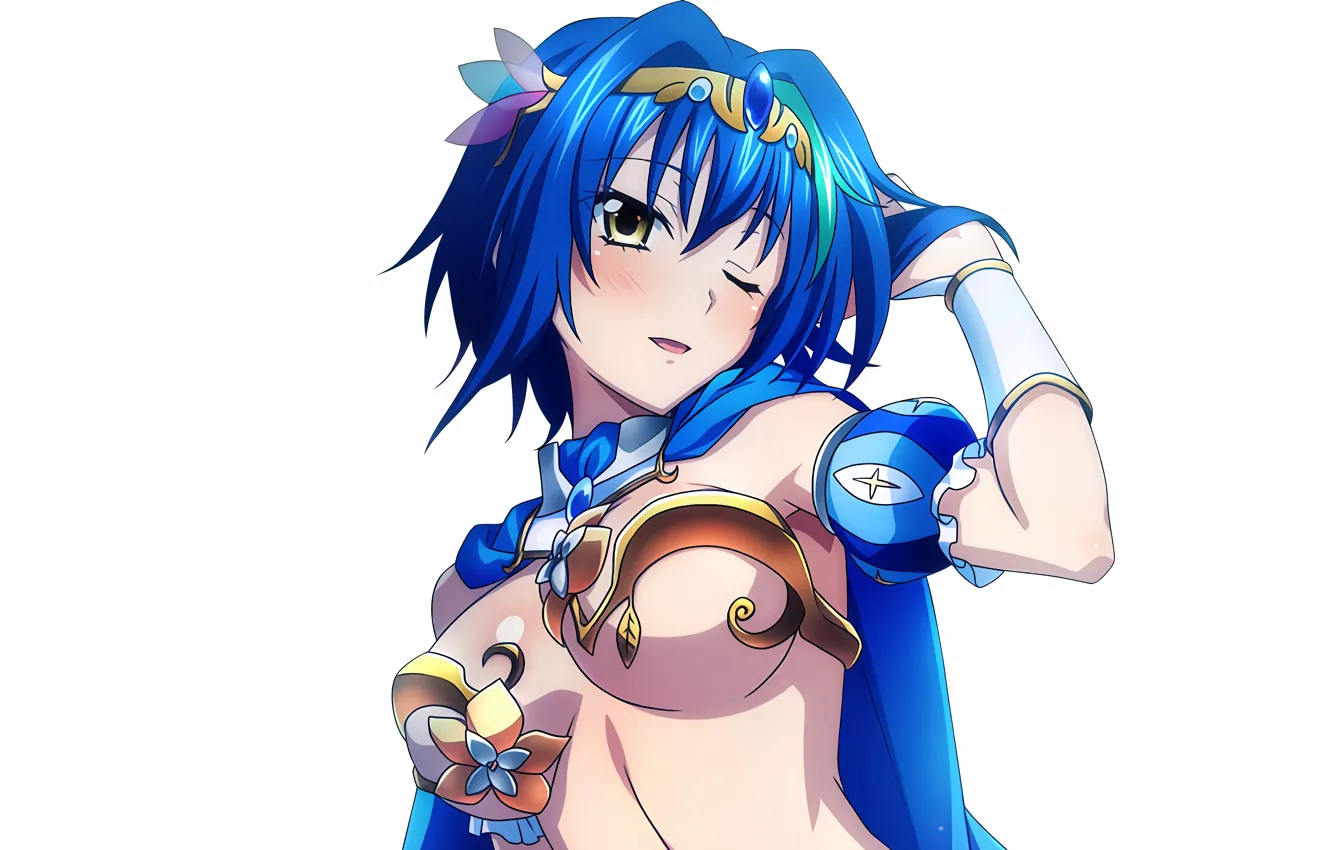 Фото обои girl, sexy, cleavage, boobs, anime, beautiful, short hair, pretty