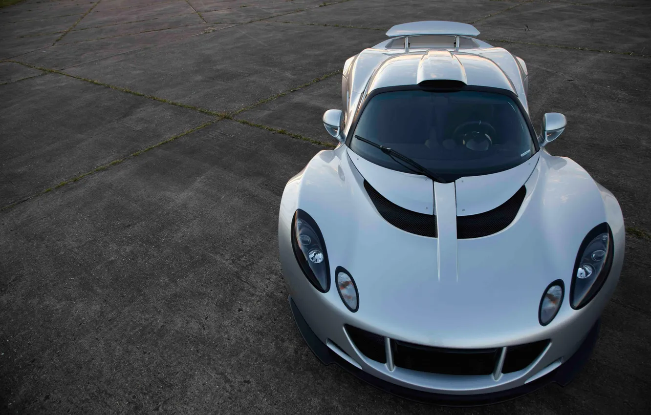 Фото обои серебристый, supercar, передок, front, Hennessey, Venom GT