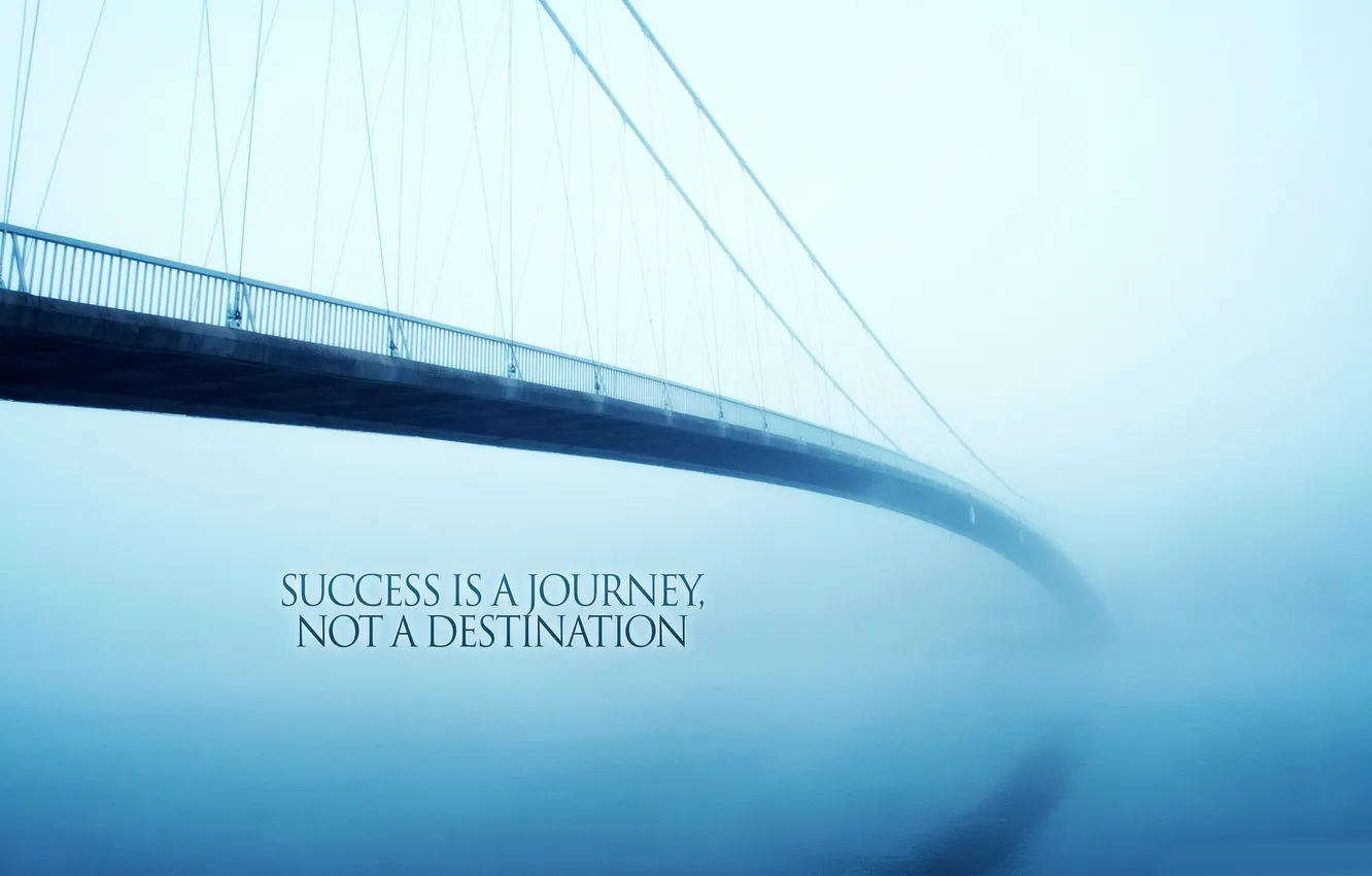 Фото обои вода, мост, туман, succes is a journey, not a destination