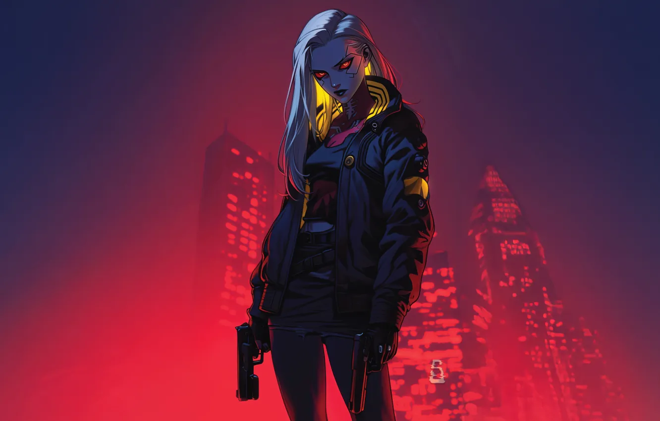 Фото обои neon, assassin, skies, cybernetic