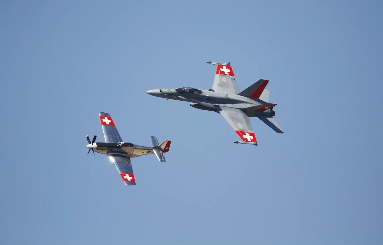 Фото обои полет, Mustang, истребители, P-51, Hornet, FA-18