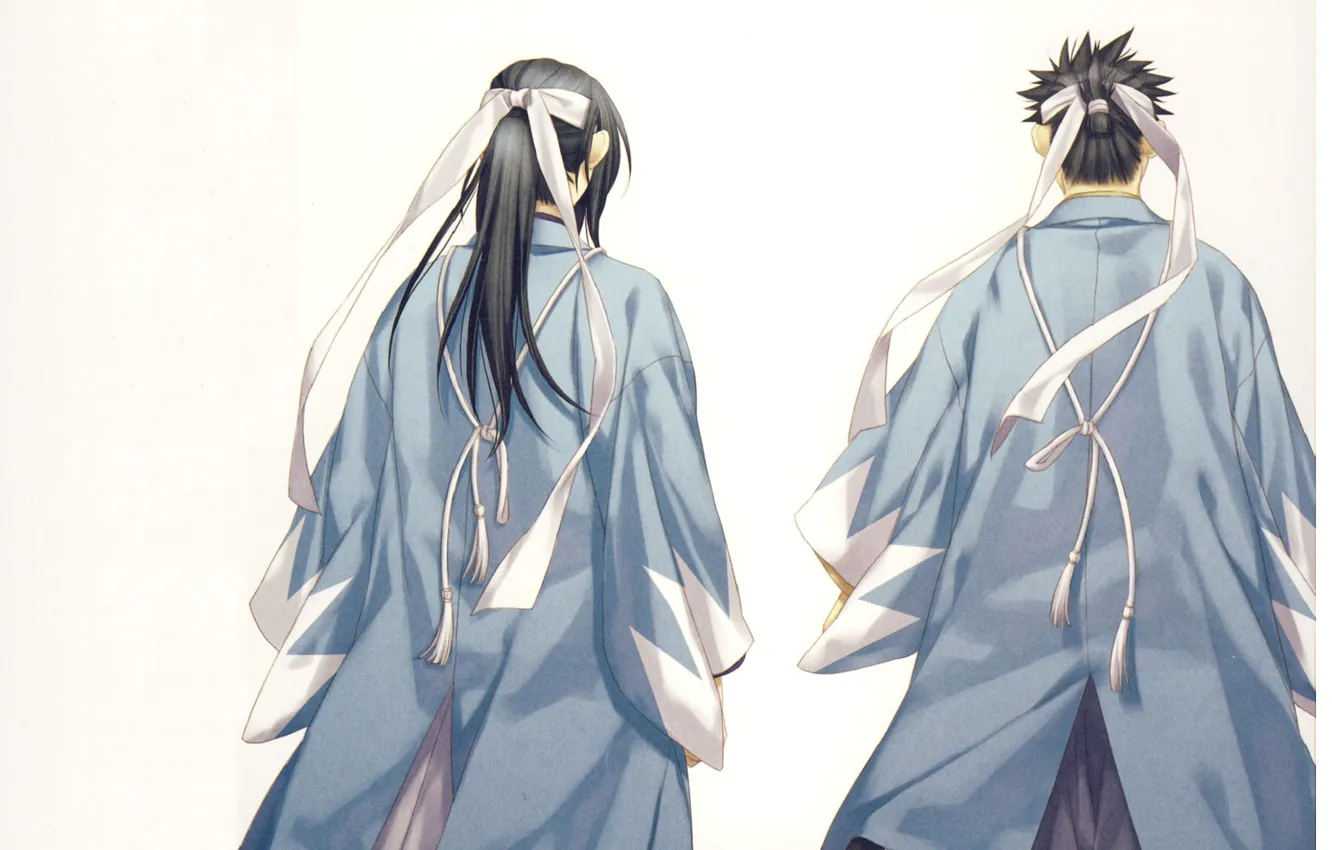 Фото обои самурай, лента, японская одежда, Демоны бледной сакуры, Hakuouki Shinsengumi Kitan, Hijikata Toushirou, со спины, Isao …