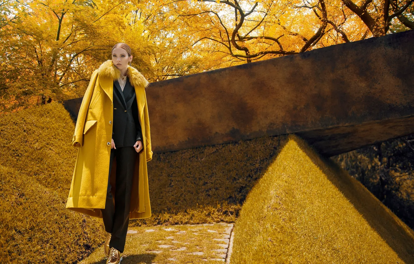 Фото обои осень, девушка, модель, мода, пальто