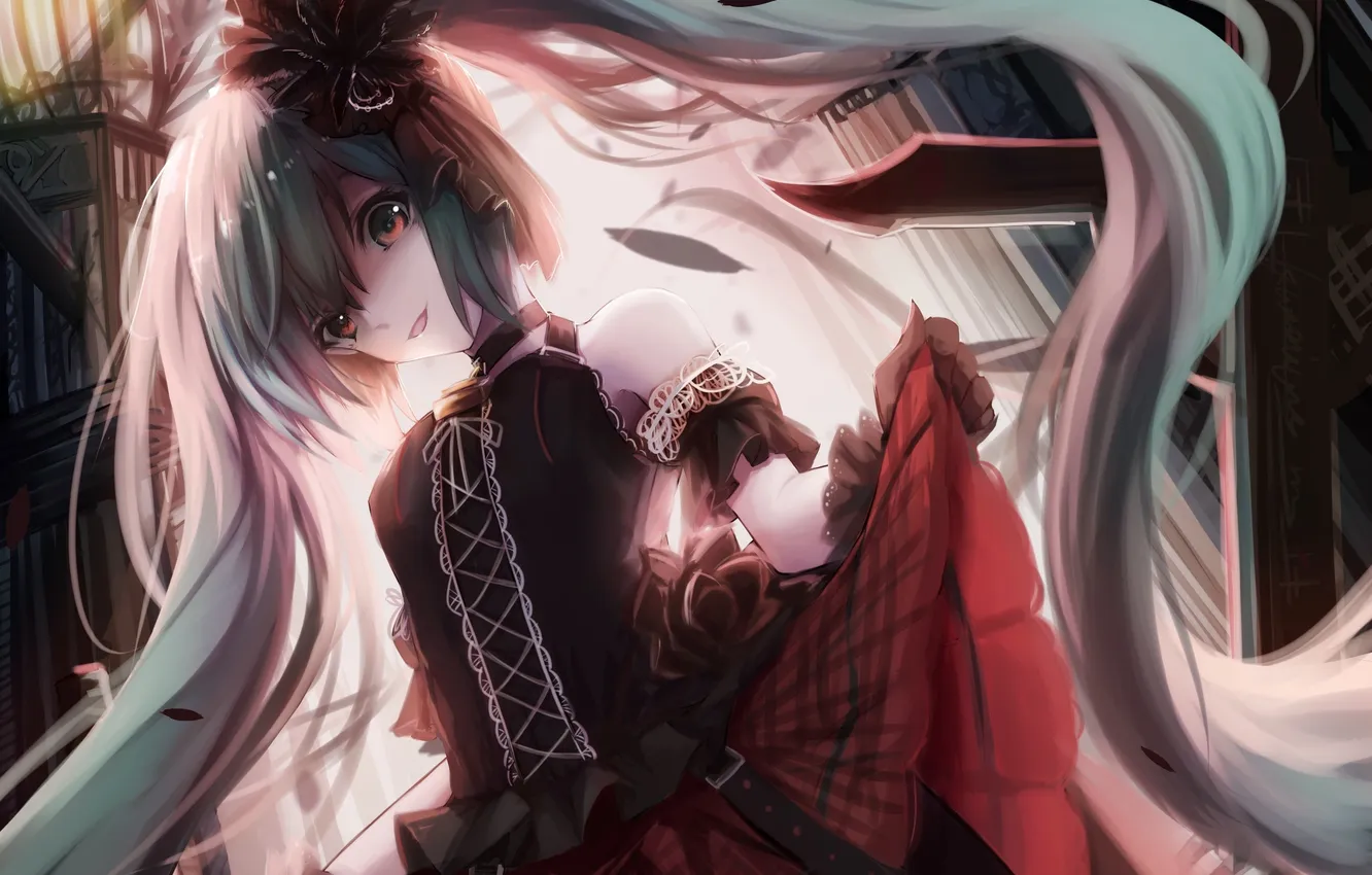 Фото обои девушка, улыбка, аниме, арт, vocaloid, hatsune miku, kuroi