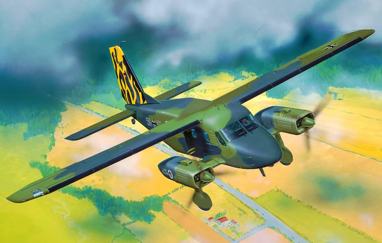 Фото обои art, airplane, painting, aviation, Dornier Do 28 D2 Skyservant D-IRES