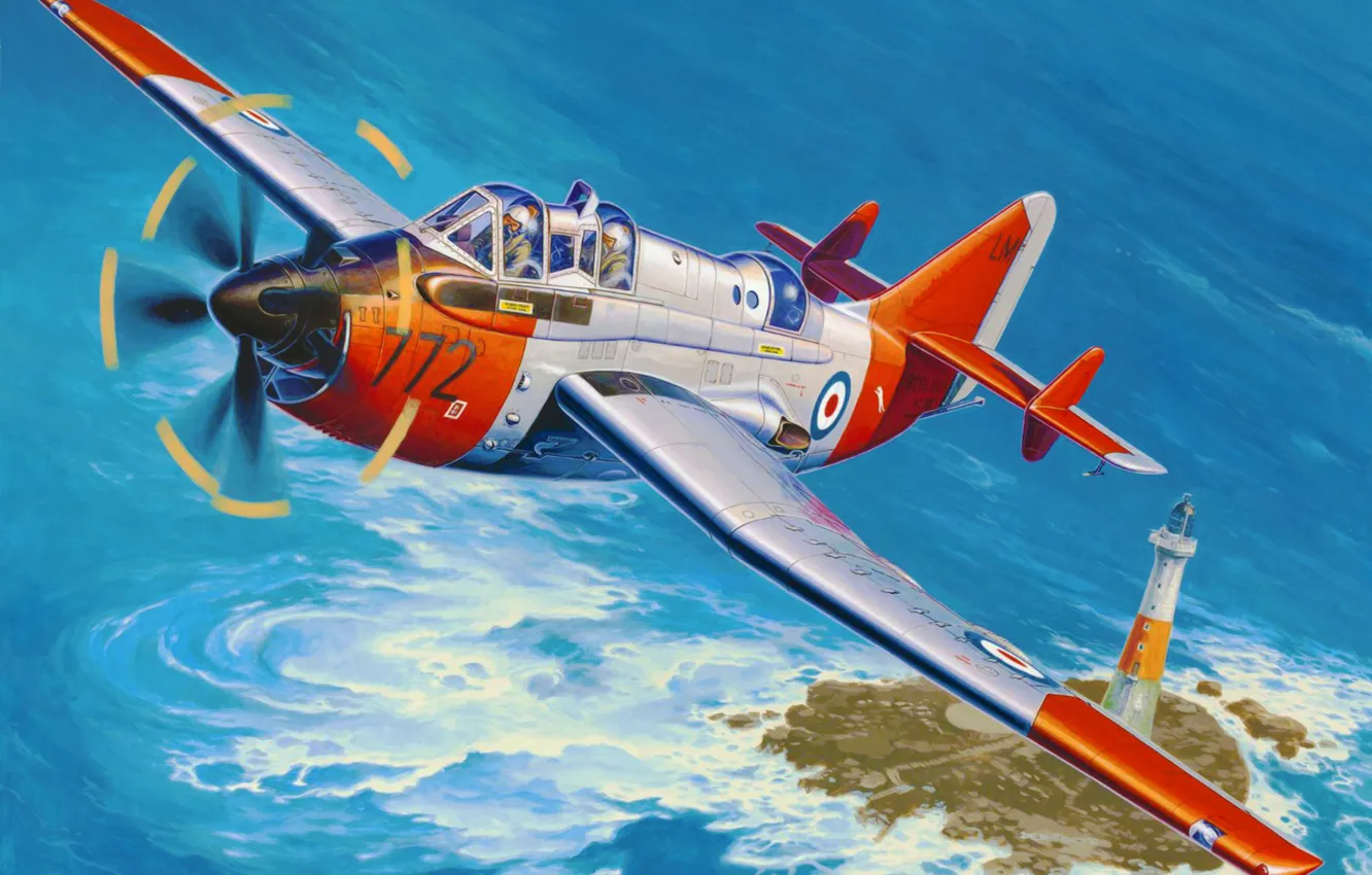 Фото обои art, airplane, painting, aviation, Fairey GANNET T.5