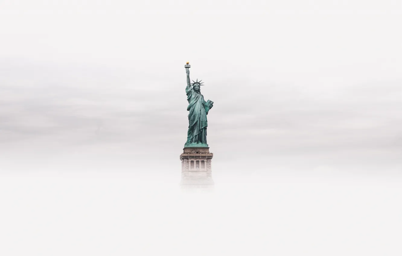 Фото обои туман, Нью-Йорк, США, Статуя Свободы