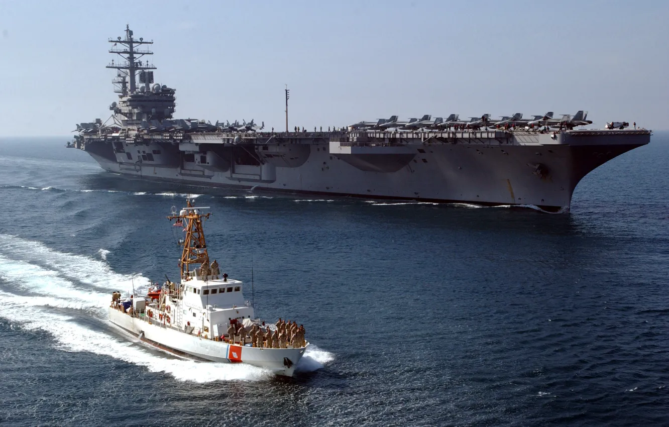 Фото обои Авианосец, USS Ronald Reagan, US NAVY, US Coast Guard, CVN 76