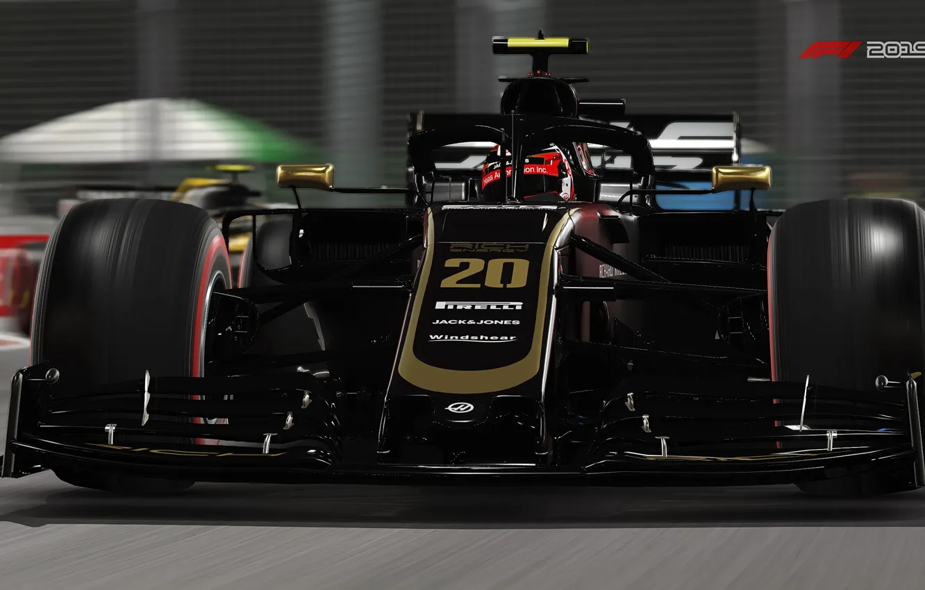 Фото обои трасса, гоночный автомобиль, F1 2019, Haas VF-19