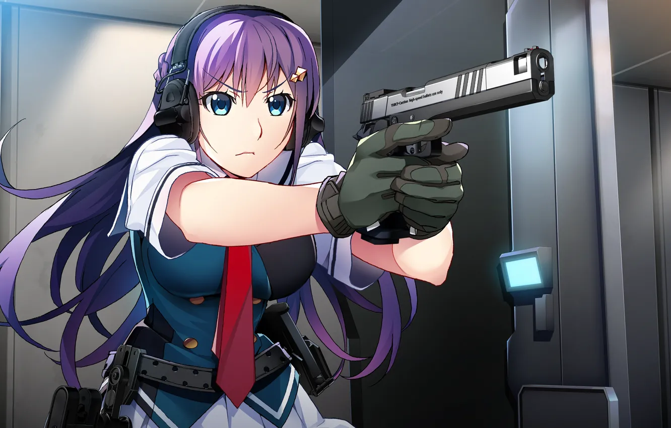 Фото обои взгляд, девушка, оружие, Grisaia: Phantom Trigger