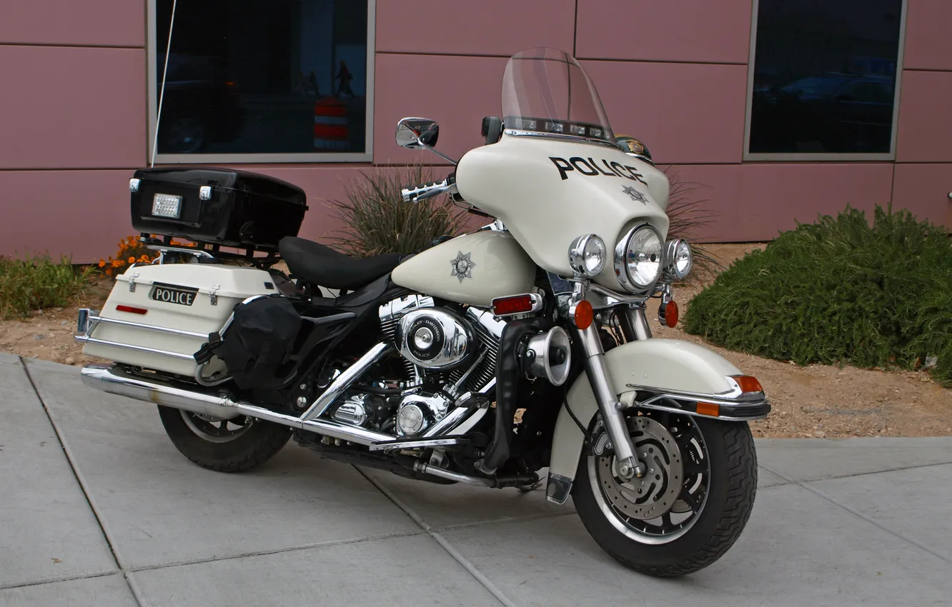 Фото обои полиция, Калифорния, мотоцикл, США, Лос-Анджелес, американский, Harley-Davidson, тяжёлый