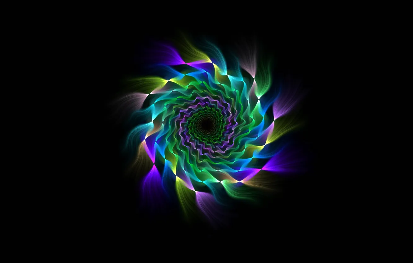 Фото обои лучи, узор, цвет, спираль, фрактал, симметрия