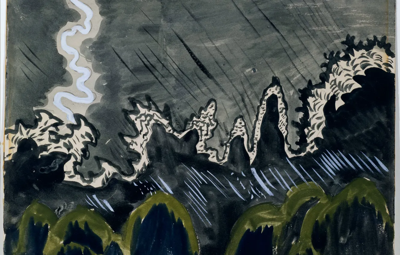 Фото обои July 15, 1916, Charles Ephraim Burchfield, Impression of Lightning