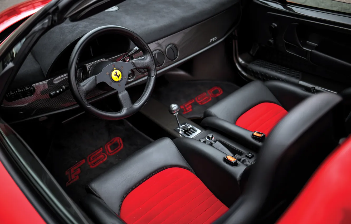Фото обои интерьер, Ferrari, спорткар, кабриолет, 1995, F50, Ferrari F50