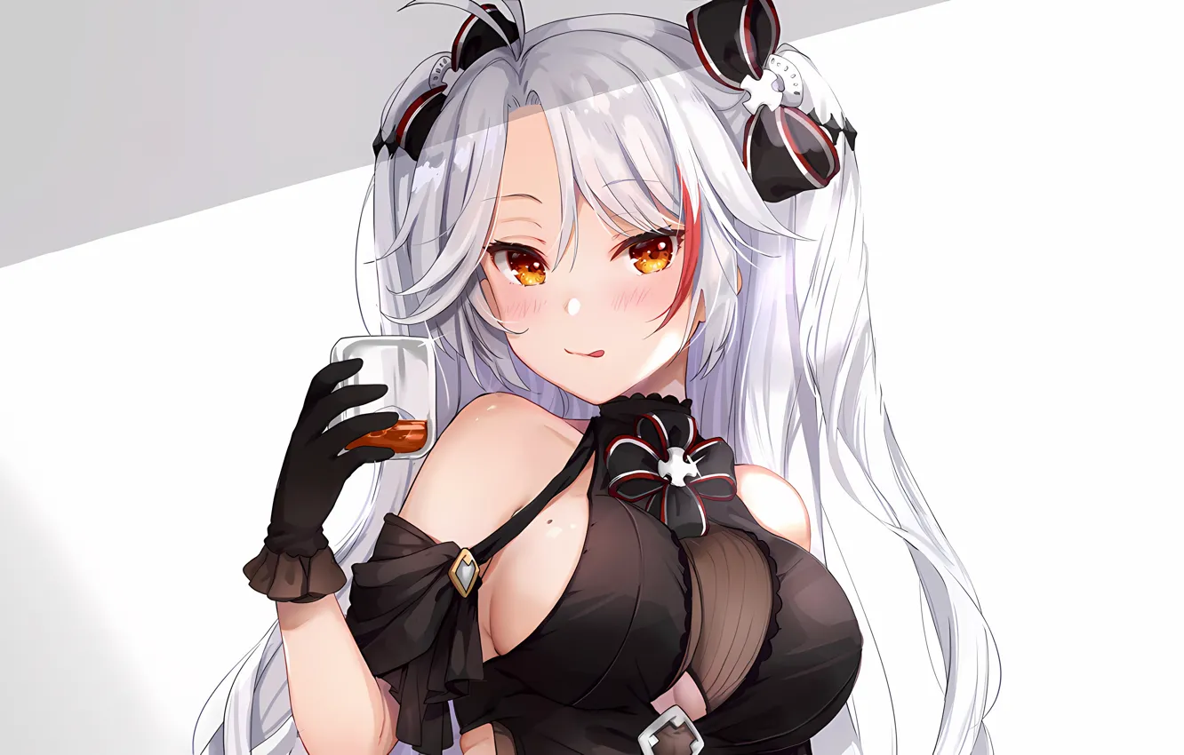 Фото обои girl, sexy, cleavage, blouse, long hair, boobs, anime, beautiful
