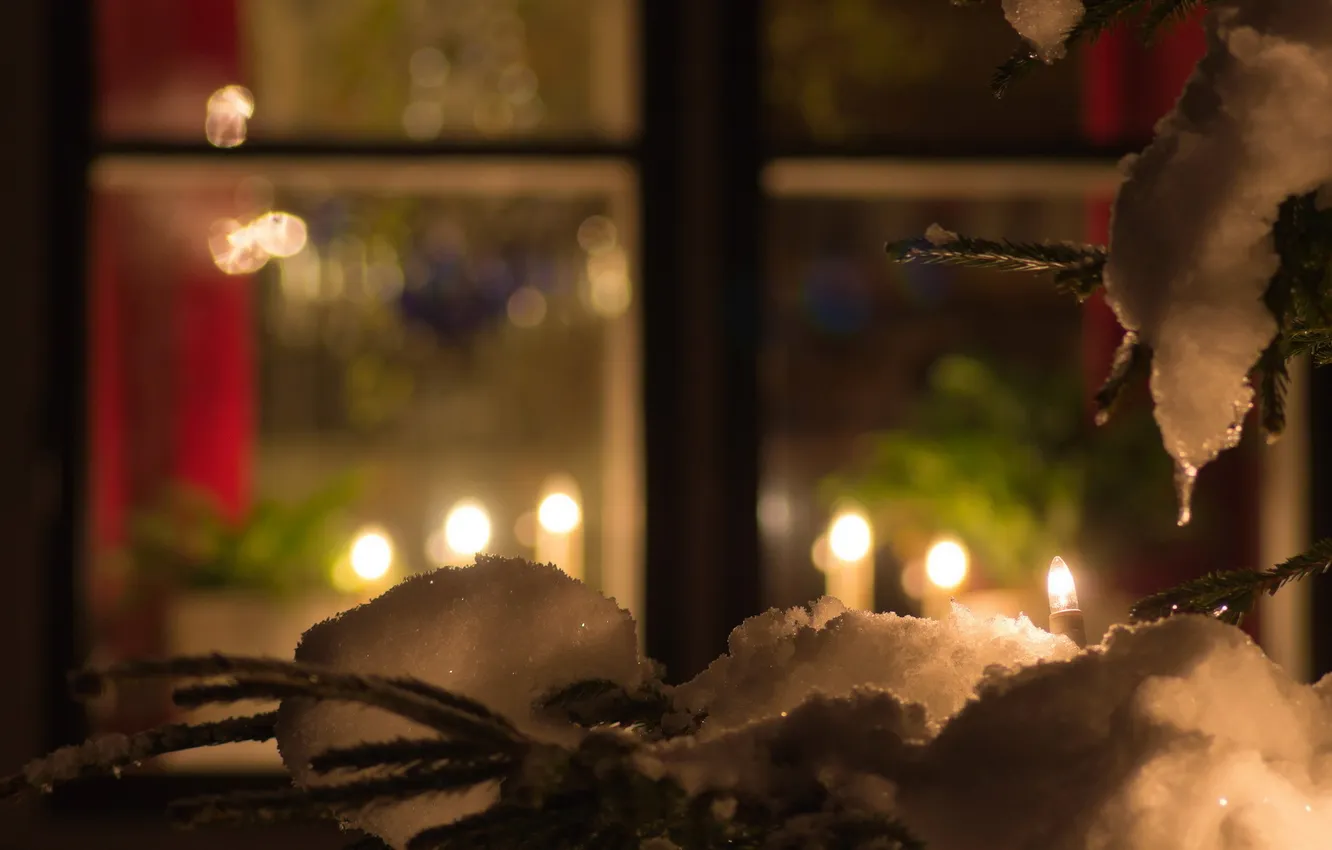 Фото обои зима, настроение, праздник, окно