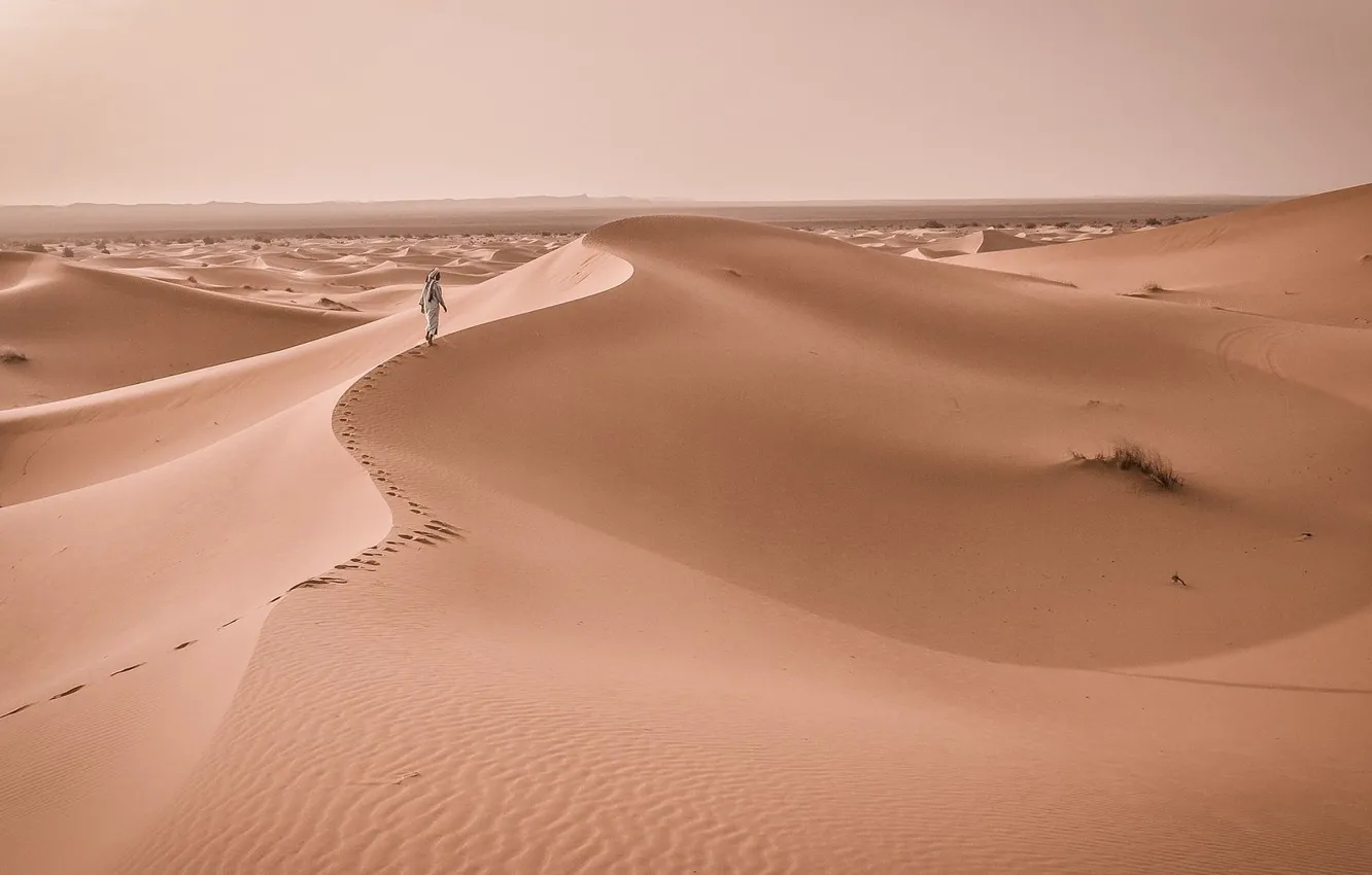 Фото обои песок, человек, дюны, Yellow, Sand, Desert, Dunes, Gobi