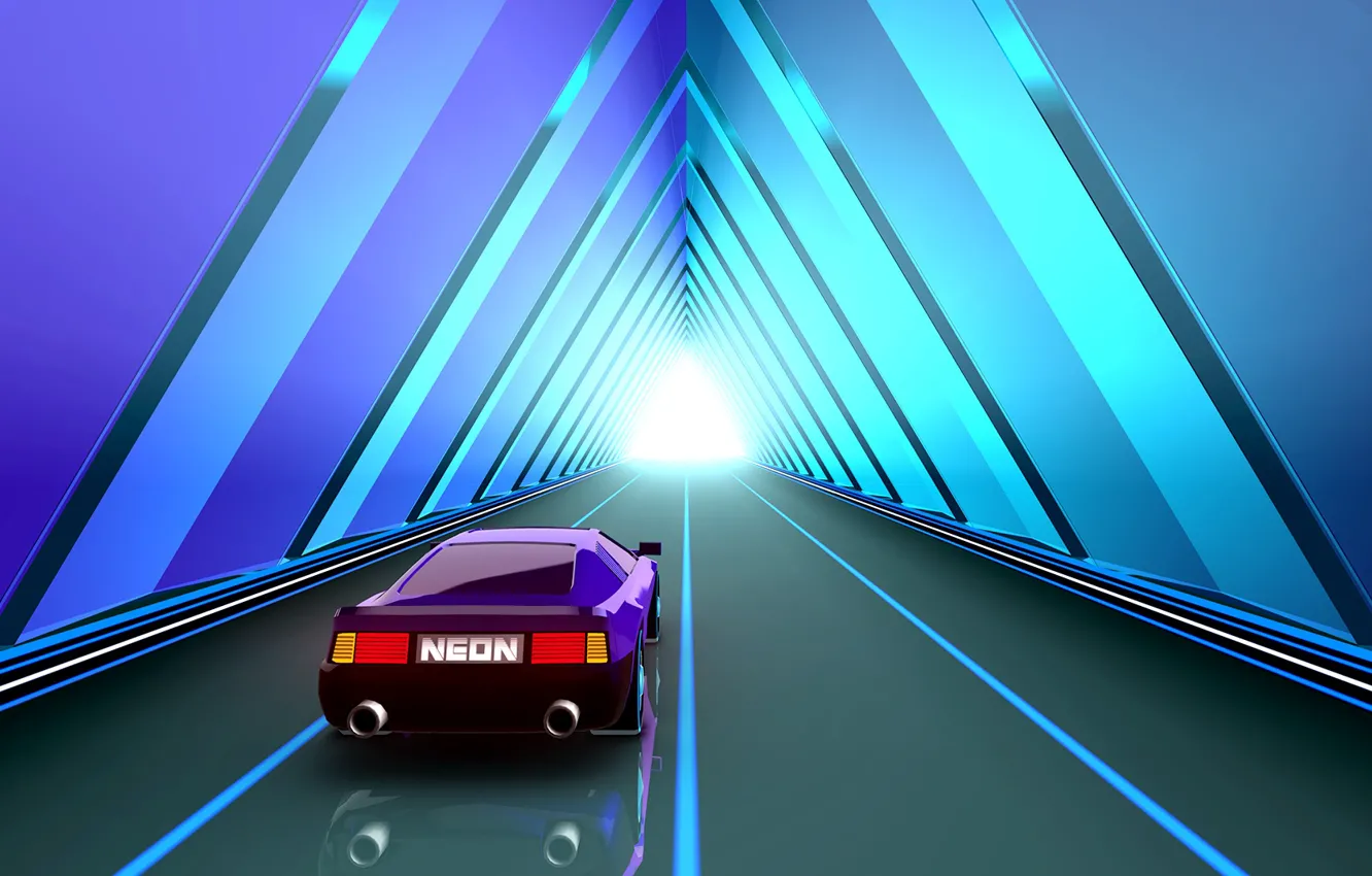 Фото обои Музыка, Игра, Неон, Туннель, Машина, Фон, Тоннель, Neon