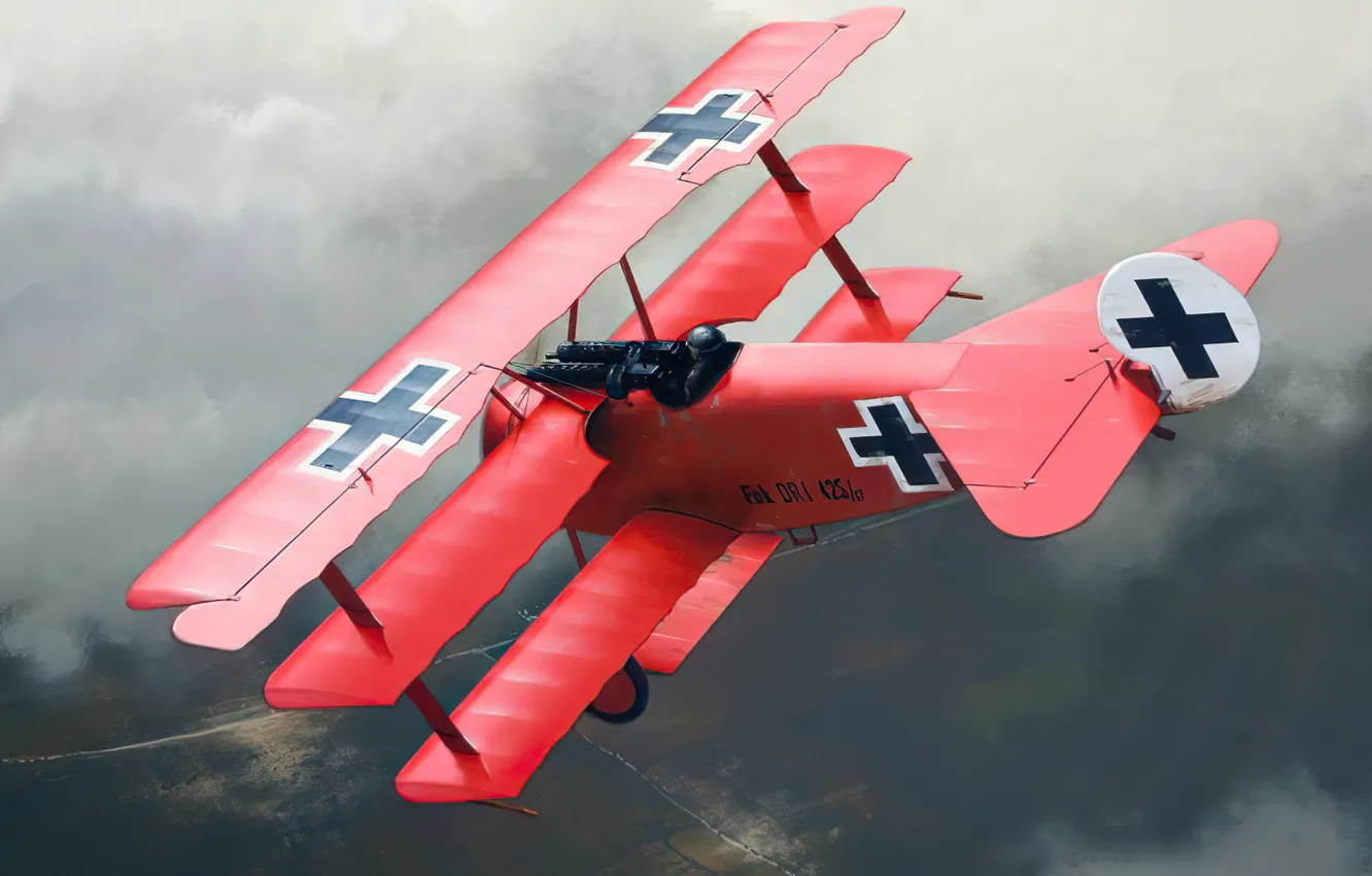 Фото обои ART, WW1, AVIATION, BIPLANE, AIRPLANE, RED BARON