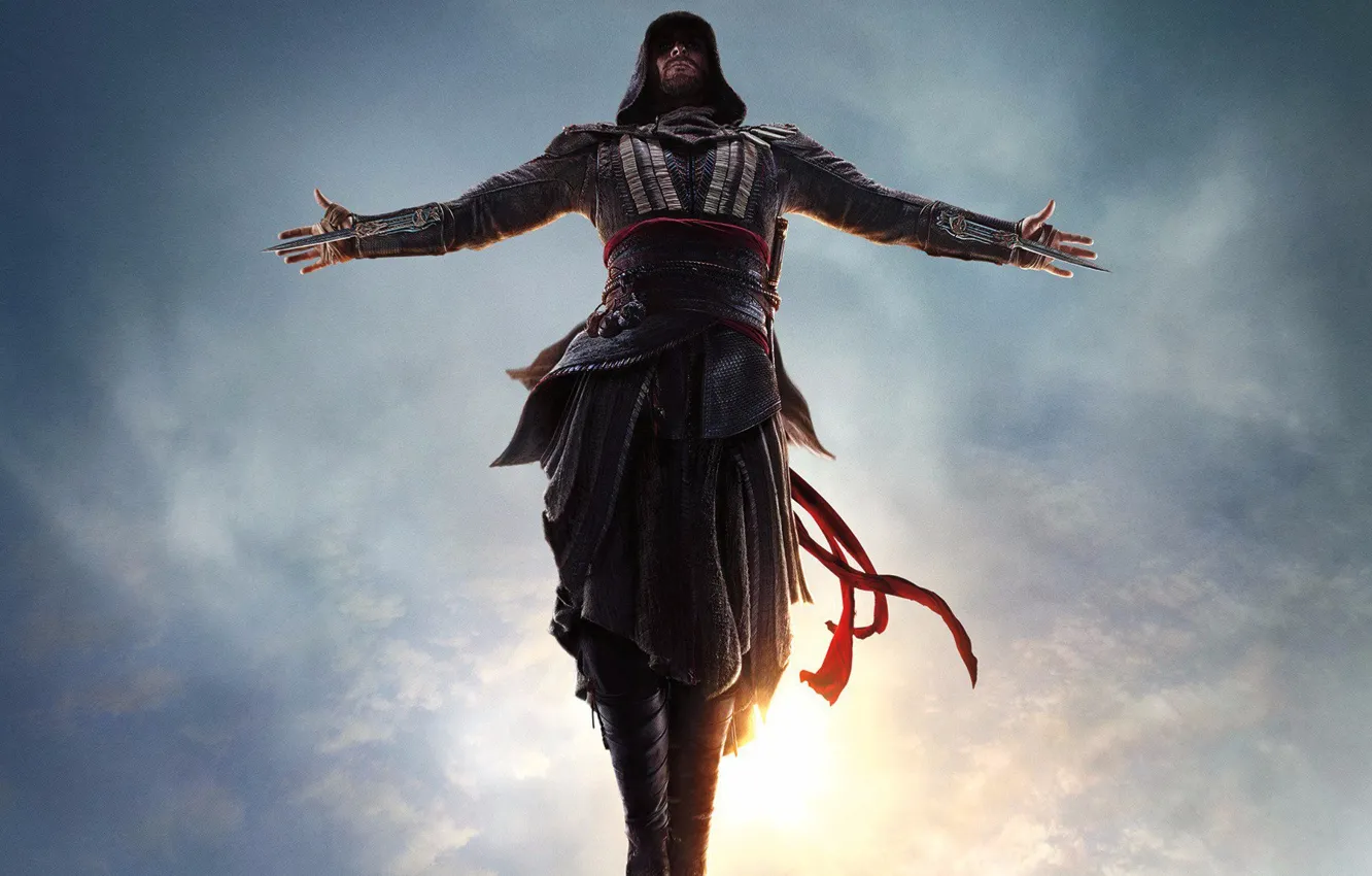 Фото обои прыжок, ассасин, Assassin's Creed, Майкл Фассбендер, Кредо Убийцы