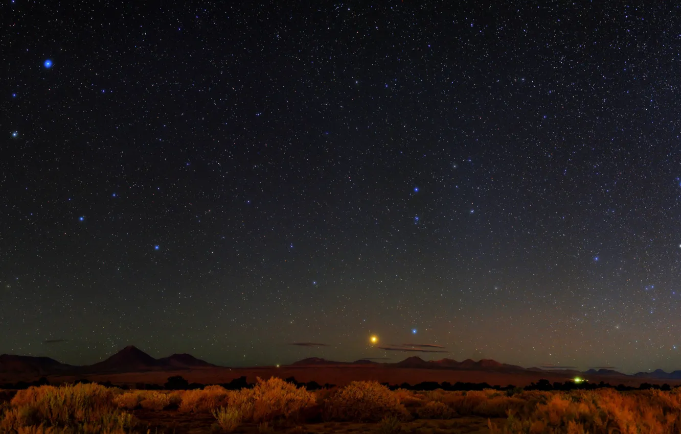 Фото обои Chili, Night sky, The Andes, Chilean Atacama Desert, Desert plateau