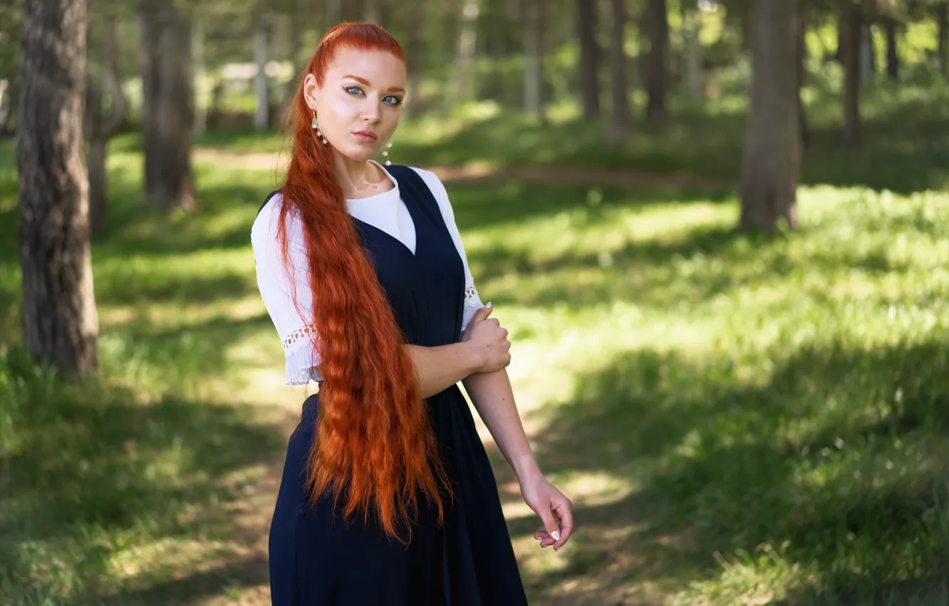 Фото обои взгляд, девушка, волосы, рыжая, Полина, Алексей Зауральский